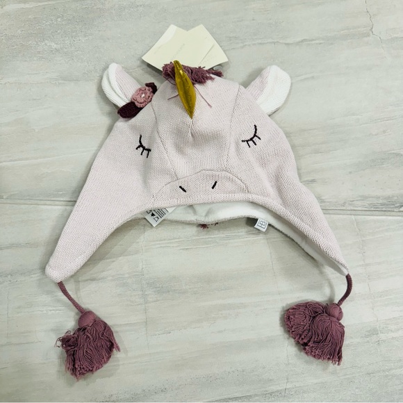 Elegant Baby | Mauve Unicorn Aviator Knit Baby Hat | 0-12M - Picture 2 of 6